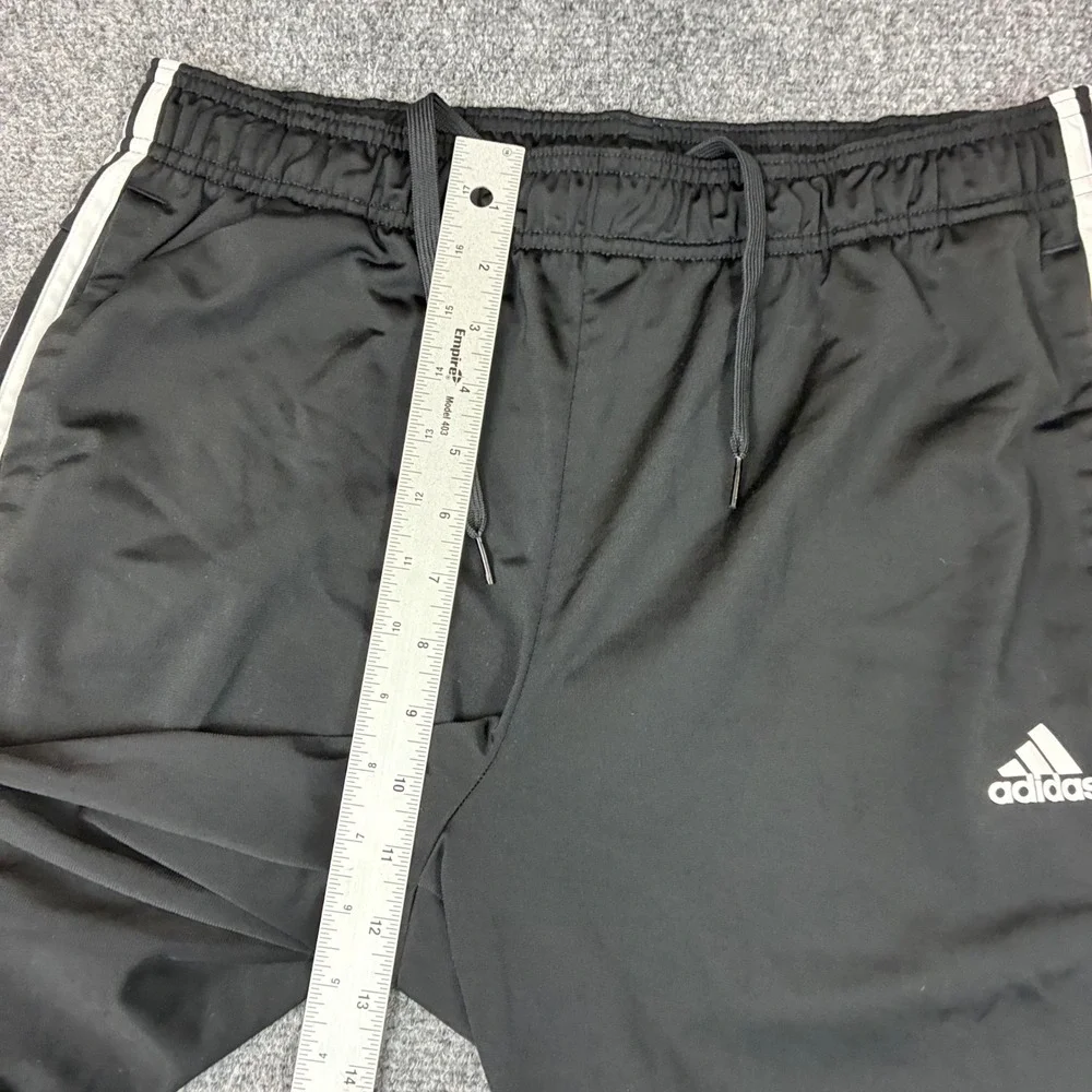 Adidas Mens Size Large 32x30 Track Pants Black White 3 Stripe Joggers